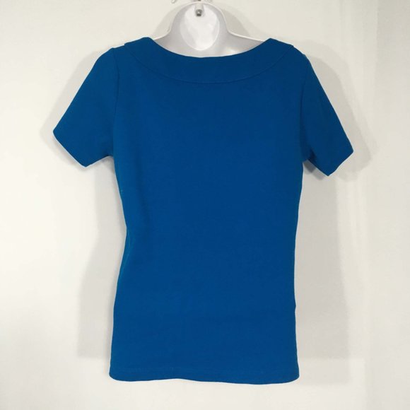Rafaella Teal Blue Short Sleeve Pull on Top Blouse - Picture 3 of 6